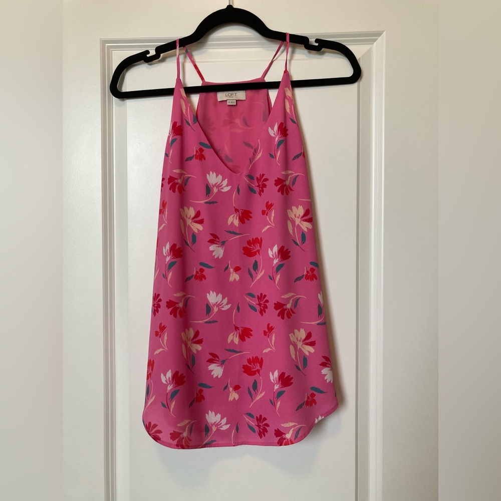LOFT Vibrant Pink Floral Camisole